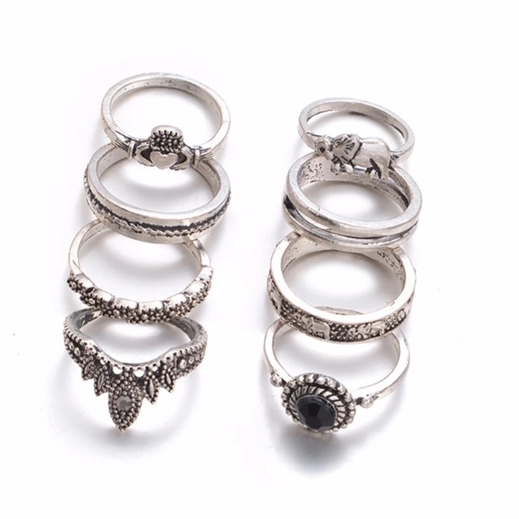 New 8 Piece Silver Ring Set - Picture 4 of 4